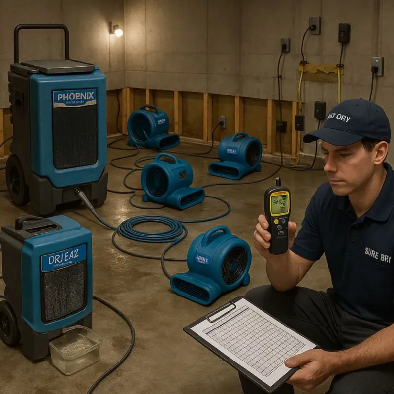 Structural Drying and Dehumidification process in Dalzell, SC